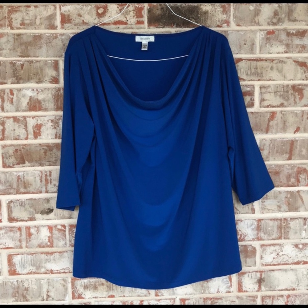 Dressbarn Royal Blue Drape Neck Top Sz 3X